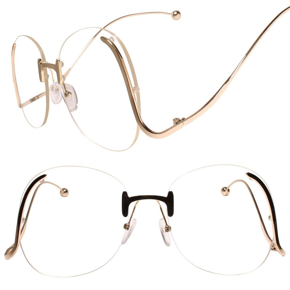 Classic Vintage Retro Large Oversized Exaggerated Gold Frame Clear Lens Glasses